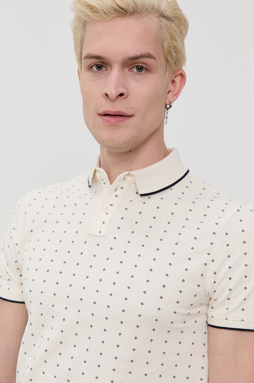 Tom tailor polo de bumbac culoarea bej, modelator