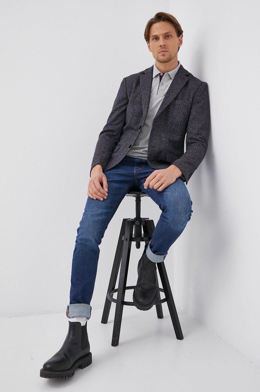 

Поло Boss Athleisure колір сірий меланж