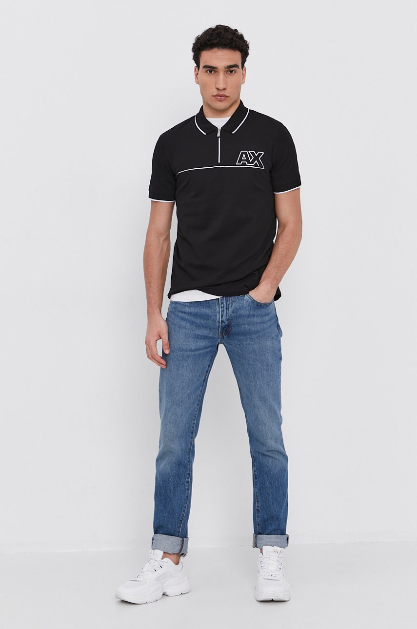

Поло Armani Exchange чоловіче колір чорний з принтом