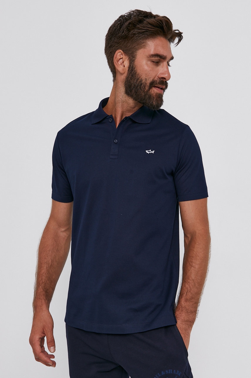 Paul&Shark Tricou Polo bărbați, culoarea albastru marin, material neted