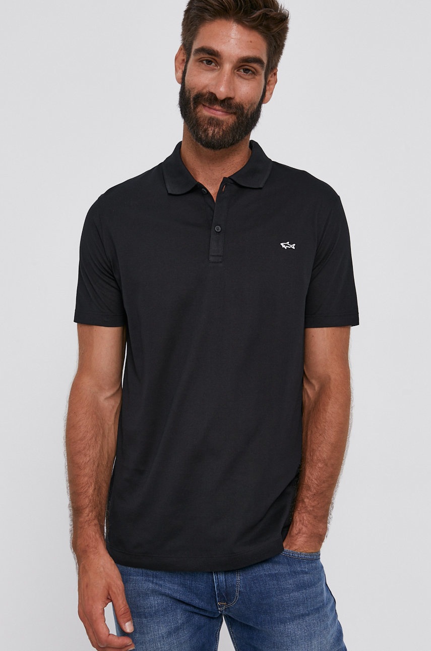 Paul&Shark Tricou Polo bărbați, culoarea negru, material neted