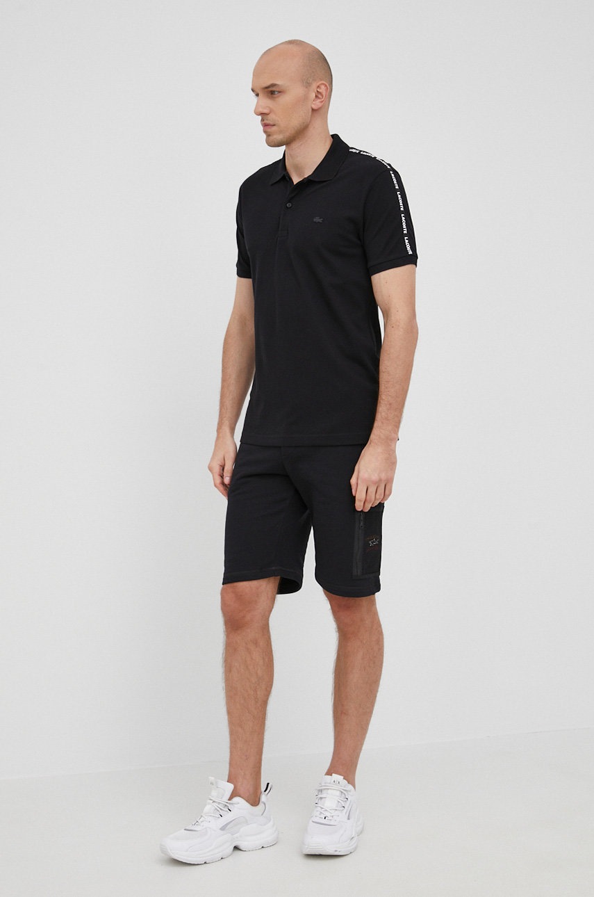 

Поло Lacoste чоловічий колір чорний однотонний