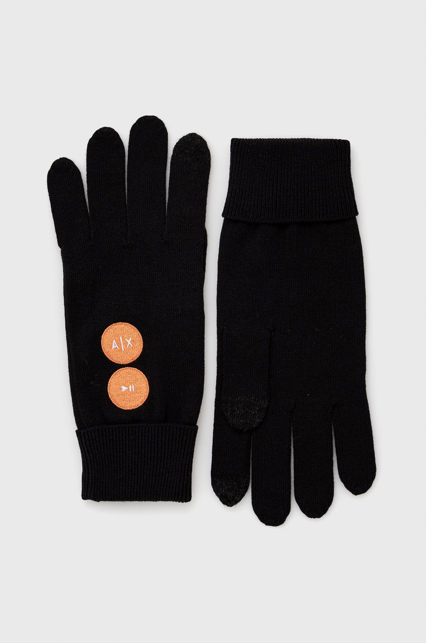 Armani Exchange Mănuși femei, culoarea negru answear.ro