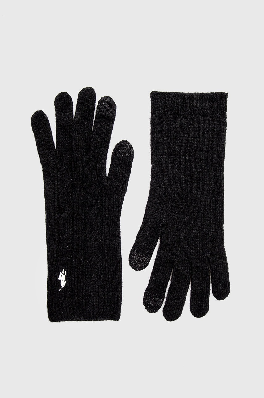 

Ръкавици Polo Ralph Lauren дамски в черно, Черен