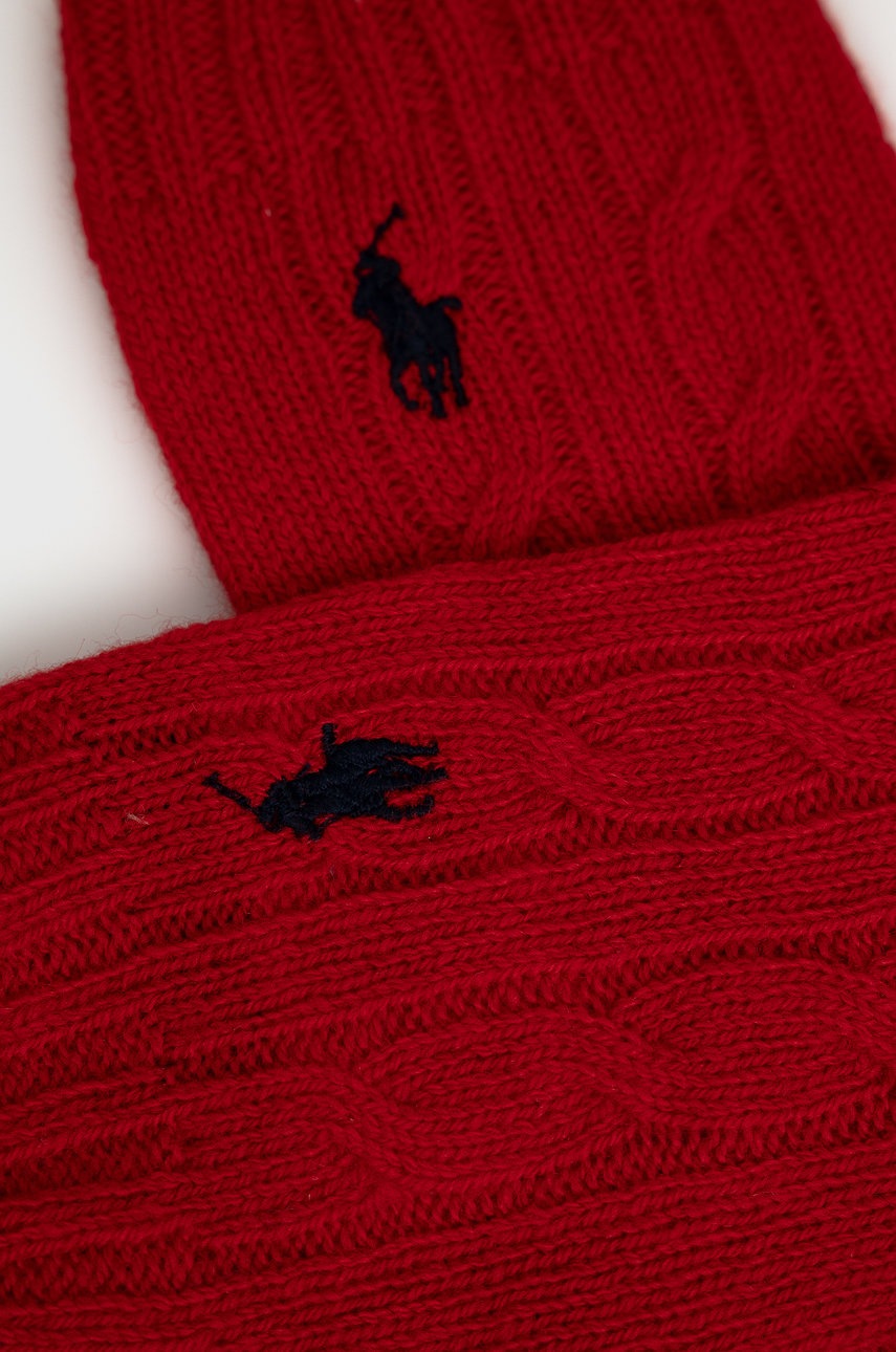 

Шерстяные перчатки Polo Ralph Lauren женское цвет красный