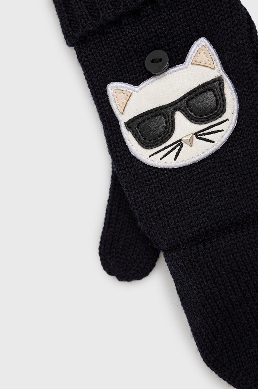 

Вовняні рукавички Karl Lagerfeld жіночі колір чорний