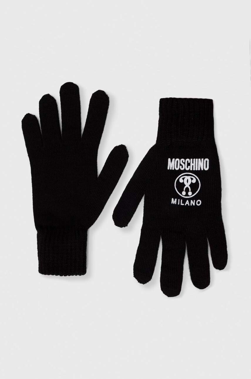 Moschino manusi de lana femei, culoarea negru