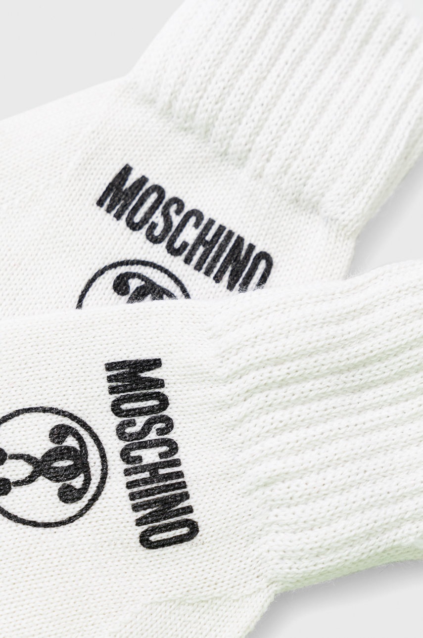 

Вовняні рукавички Moschino жіночі колір білий