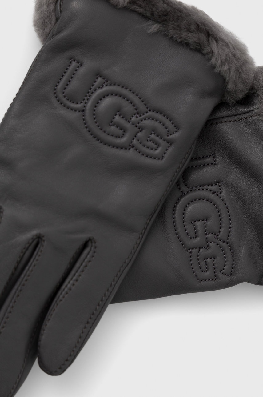 

Кожаные перчатки UGG женское цвет серый