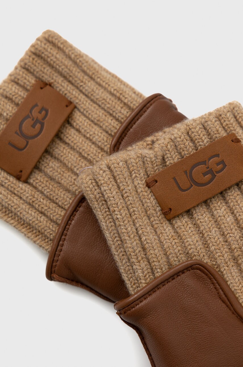 

Кожаные перчатки UGG женское цвет коричневый