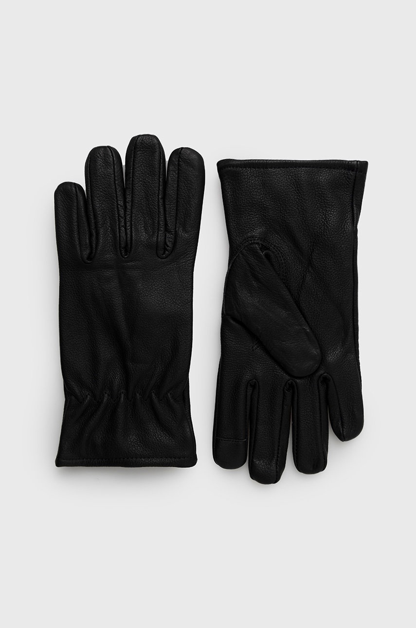 

Кожени ръкавици Jack & Jones мъжки в черно, Черен