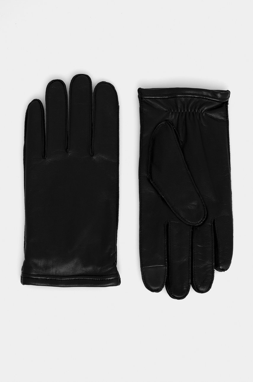 

Кожени ръкавици Boss мъжки в черно, Черен