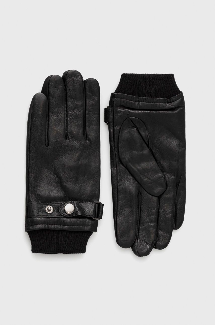 Aldo Mănuși de piele bărbați, culoarea negru Aldo imagine noua