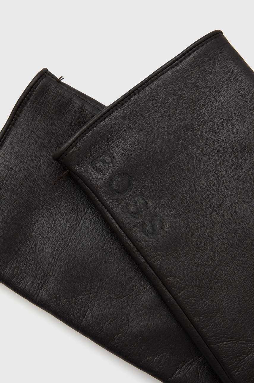 

Кожаные перчатки Boss мужское цвет коричневый