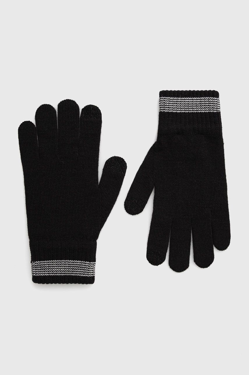 EA7 Emporio Armani Mănuși din amestec de lână bărbați, culoarea negru answear.ro