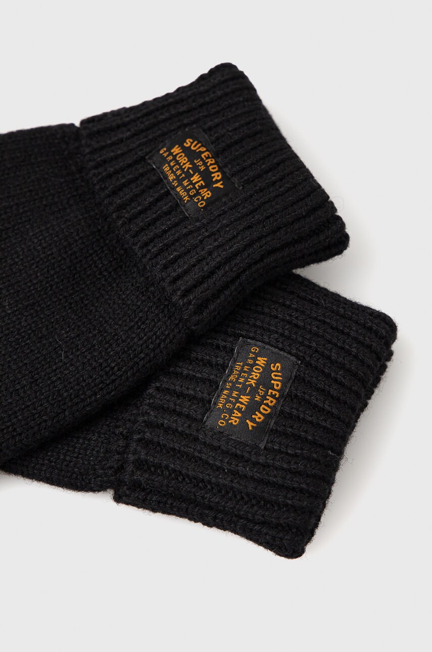 

Шерстяные перчатки Superdry мужские цвет чёрный