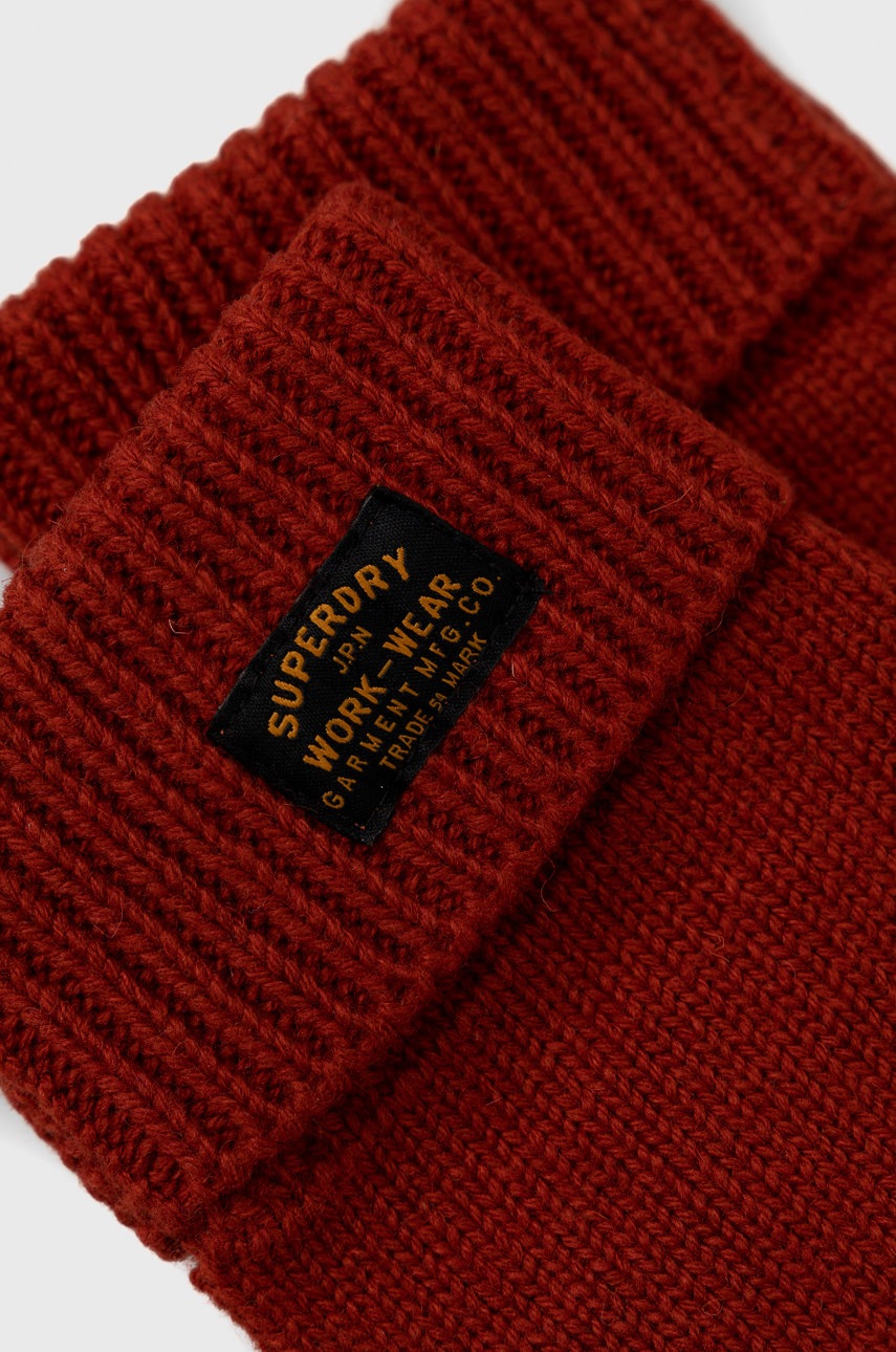 

Вовняні рукавички Superdry чоловічі колір коричневий