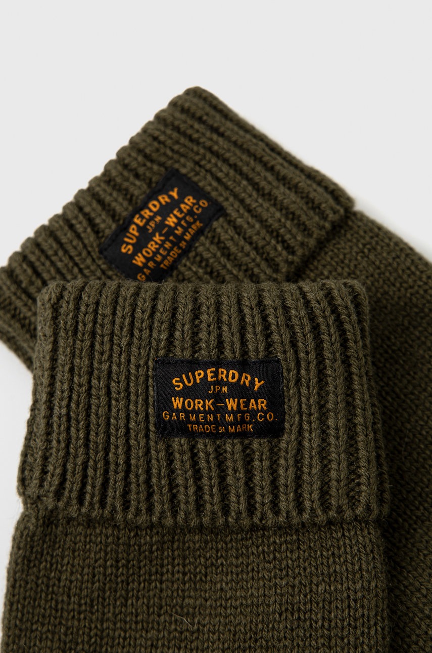 

Вовняні рукавички Superdry чоловічі колір зелений