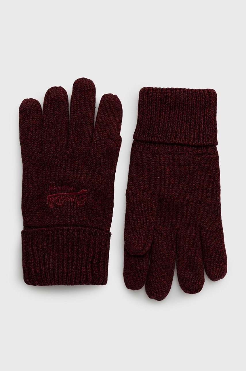 

Памучни ръкавици Superdry мъжки в бордо