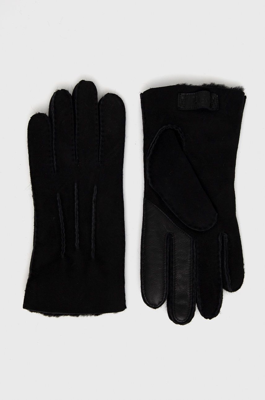 UGG Mănuși din piele de caprioara bărbați, culoarea negru answear imagine noua