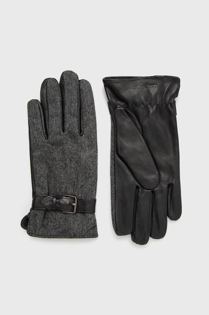 Strellson Mănuși de piele bărbați, culoarea gri answear.ro imagine 2022 reducere