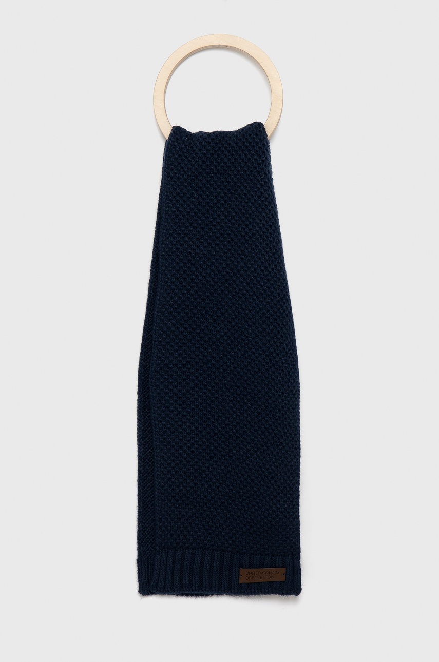 

United Colors of Benetton - Детски шал с вълна, Тъмносин