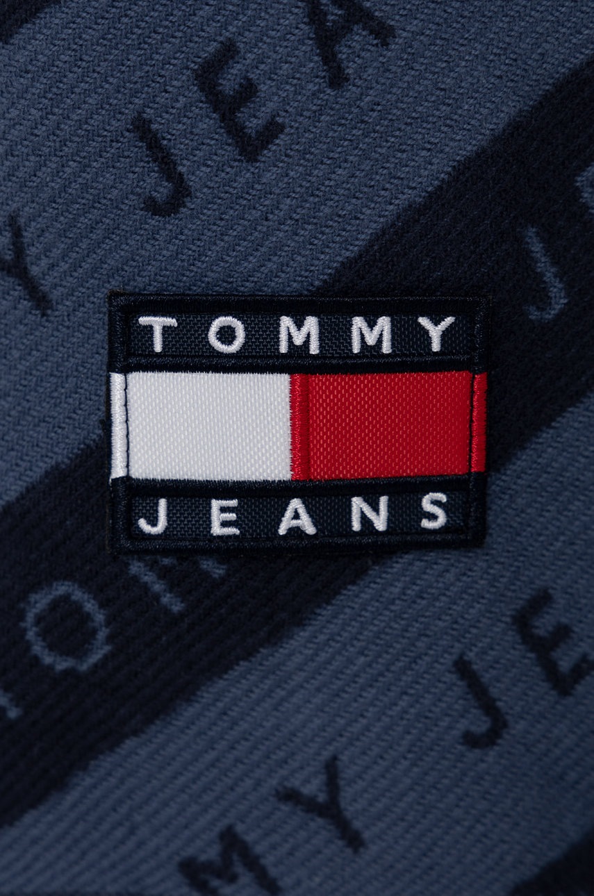 

Хлопковый шарф Tommy Jeans цвет синий с узором