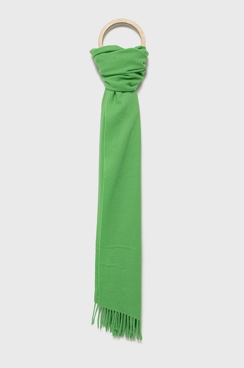 Samsoe samsoe esarfa de lana culoarea verde, neted
