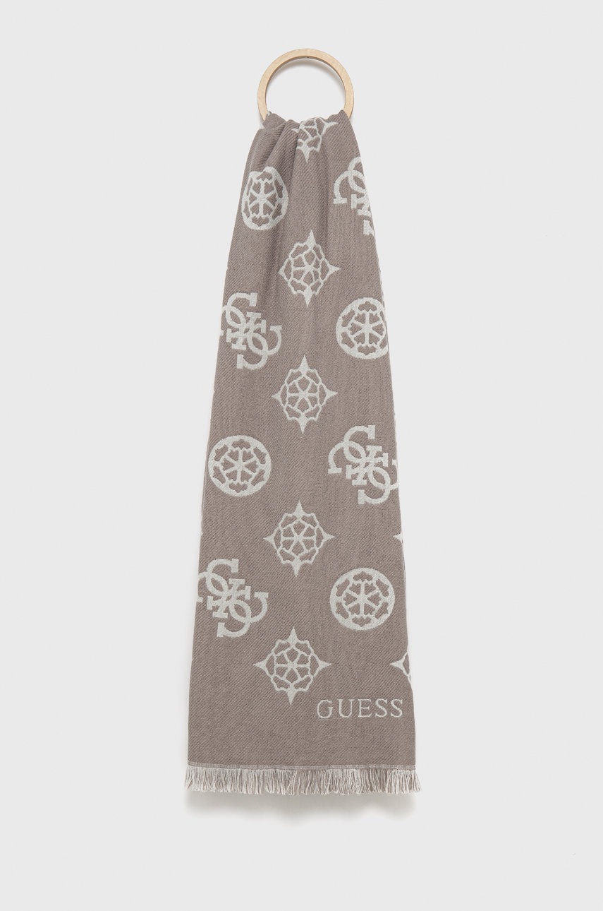 

Шал Guess дамски в сиво с десен, Сив