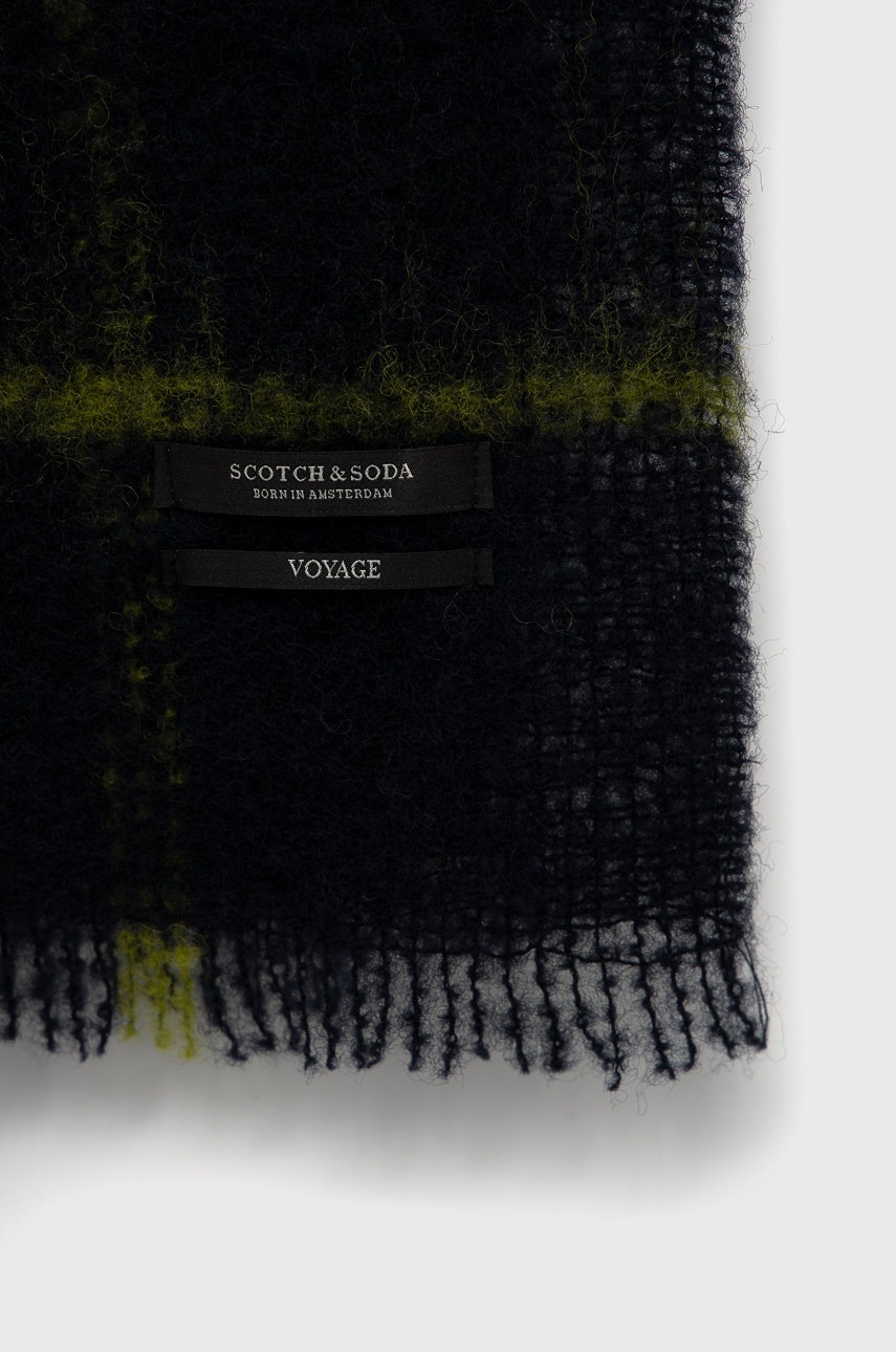 

Шерстяной шарф Scotch & Soda цвет синий с узором