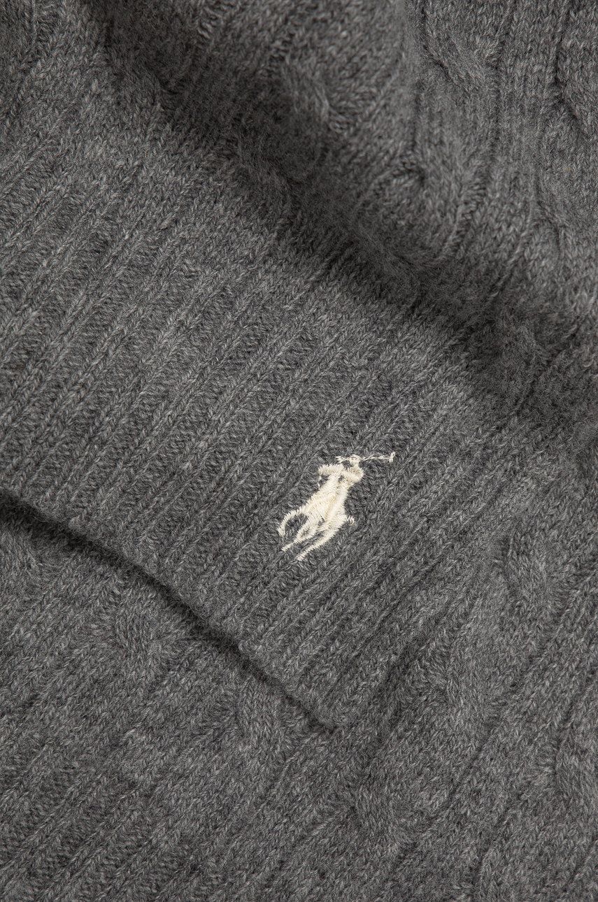 

Шерстяной шарф Polo Ralph Lauren цвет серый гладкий