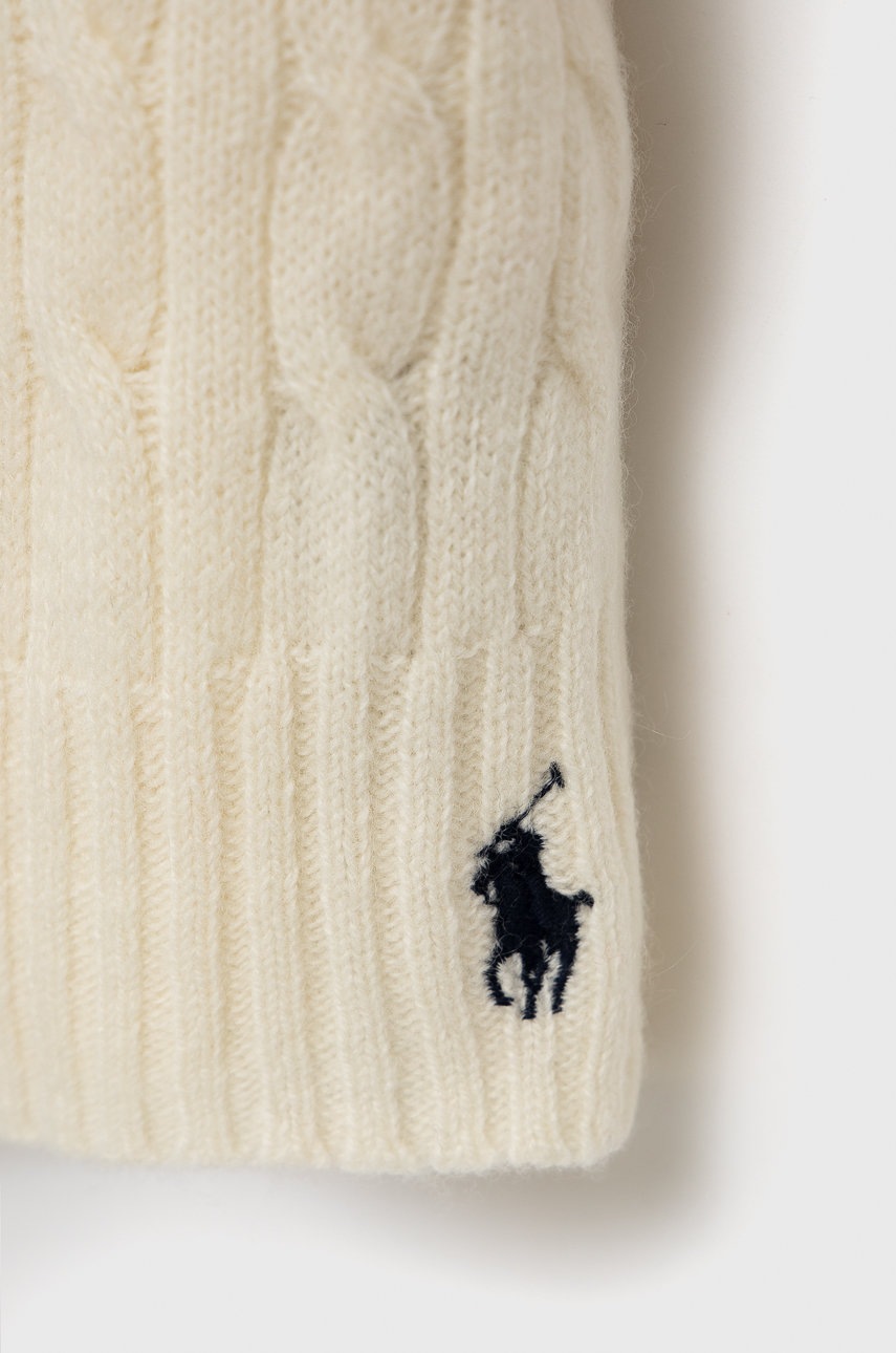 

Шерстяной шарф Polo Ralph Lauren цвет кремовый гладкий