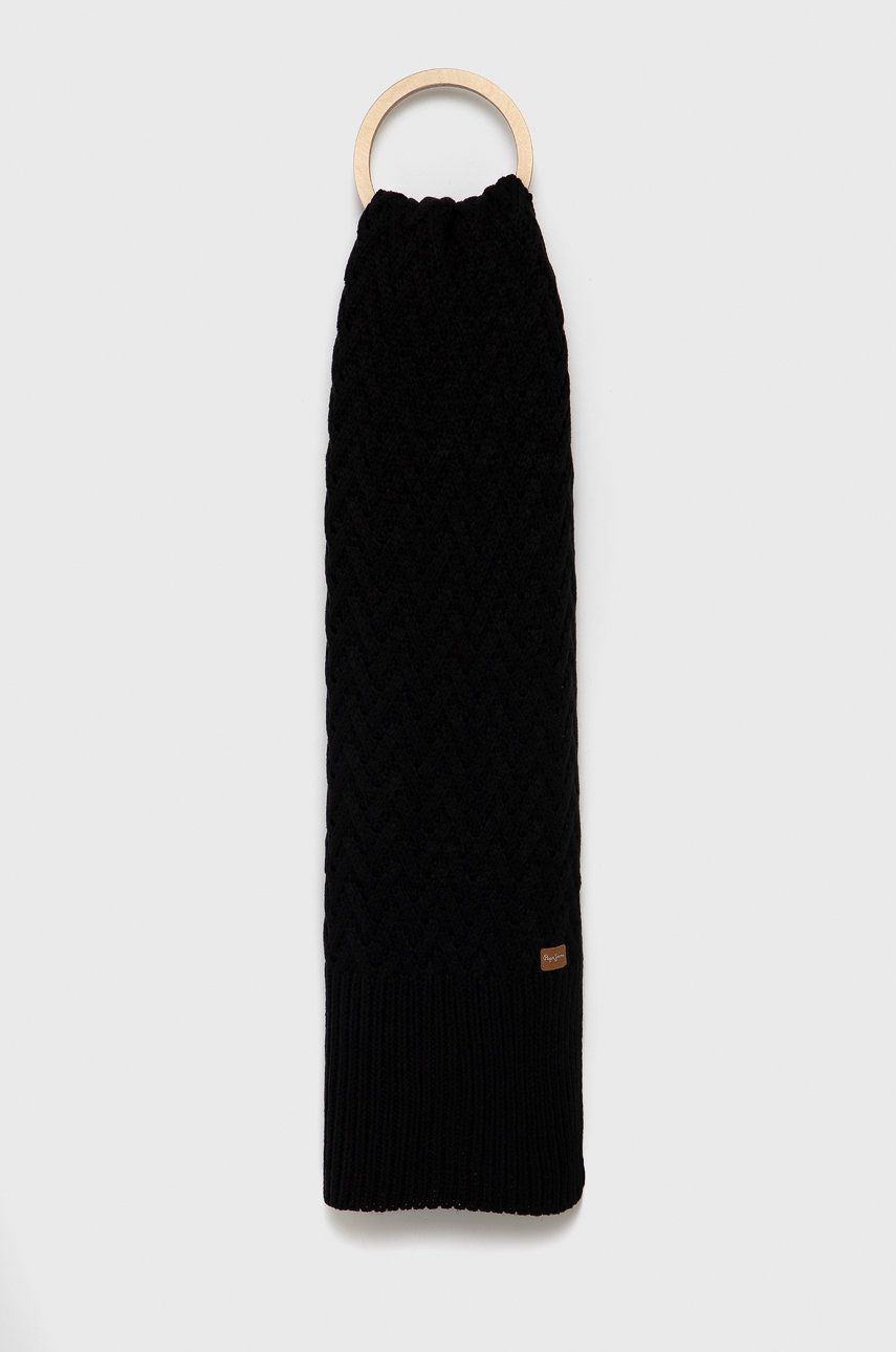 Pepe Jeans Fular femei, culoarea negru, material neted answear.ro imagine 2022 13clothing.ro