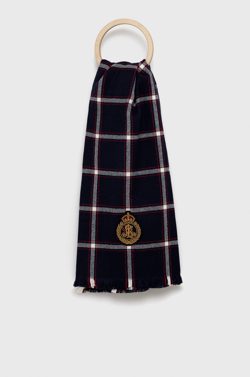 

Шал Lauren Ralph Lauren дамски в тъмносиньо с десен, Тъмносин