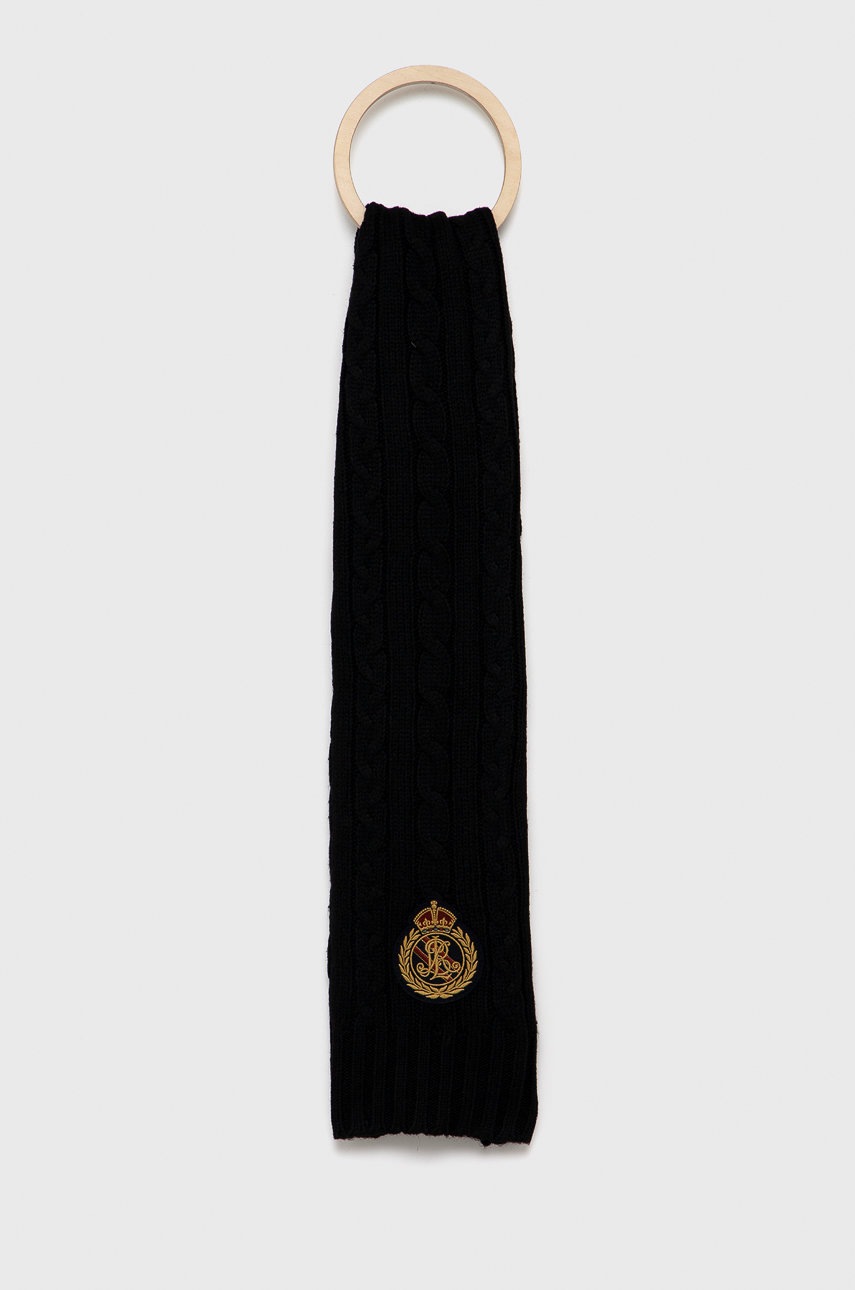 

Шал с вълна Lauren Ralph Lauren в черно с апликация, Черен