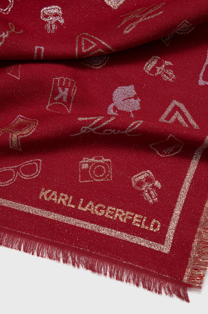 

Платок с примесью шерсти Karl Lagerfeld цвет красный с узором