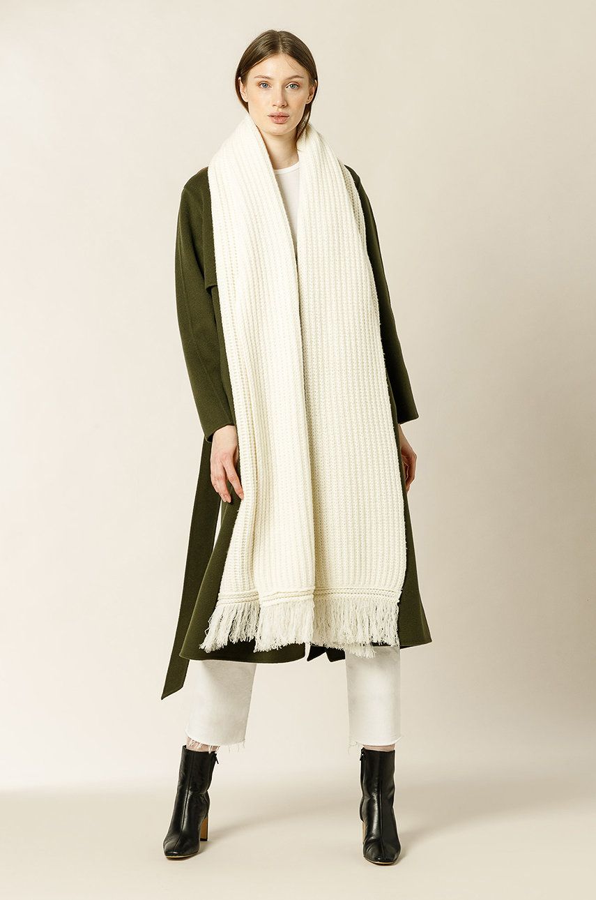 Ivy & Oak Fular ANNA femei, culoarea crem, material neted answear.ro imagine megaplaza.ro
