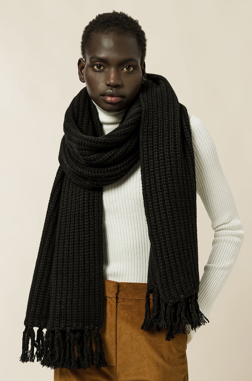 Ivy & oak fular anna femei, culoarea negru, material neted