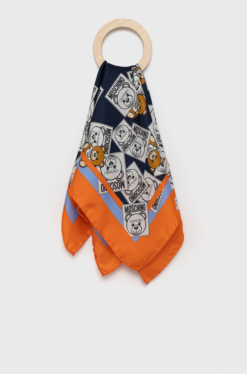 

Тънък шал Moschino дамски в оранжево с десен, Оранжев