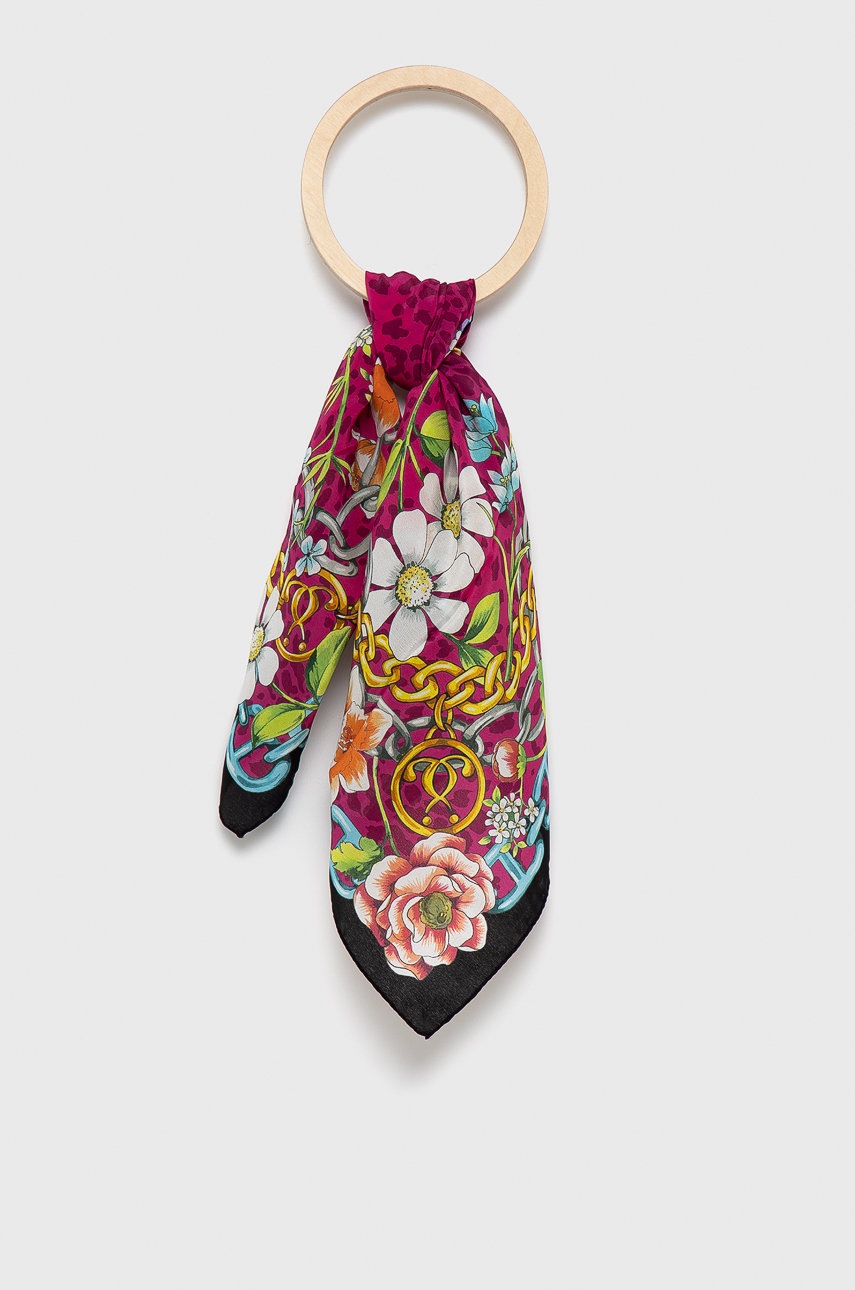 

Копринен шал Moschino в черно с десен, Черен