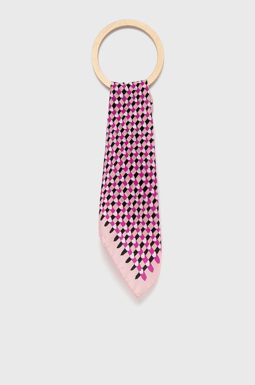 Moschino Eșarfă de mătase culoarea roz, modelator answear.ro