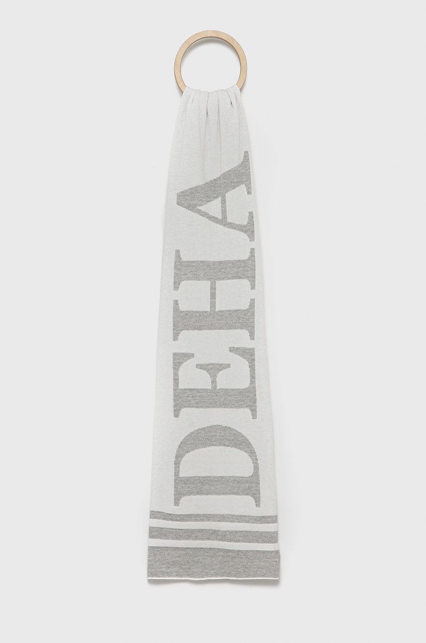 Šála Deha dámská, bílá barva, vzorovaná - bílá -  Hlavní materiál: 22% Nylon