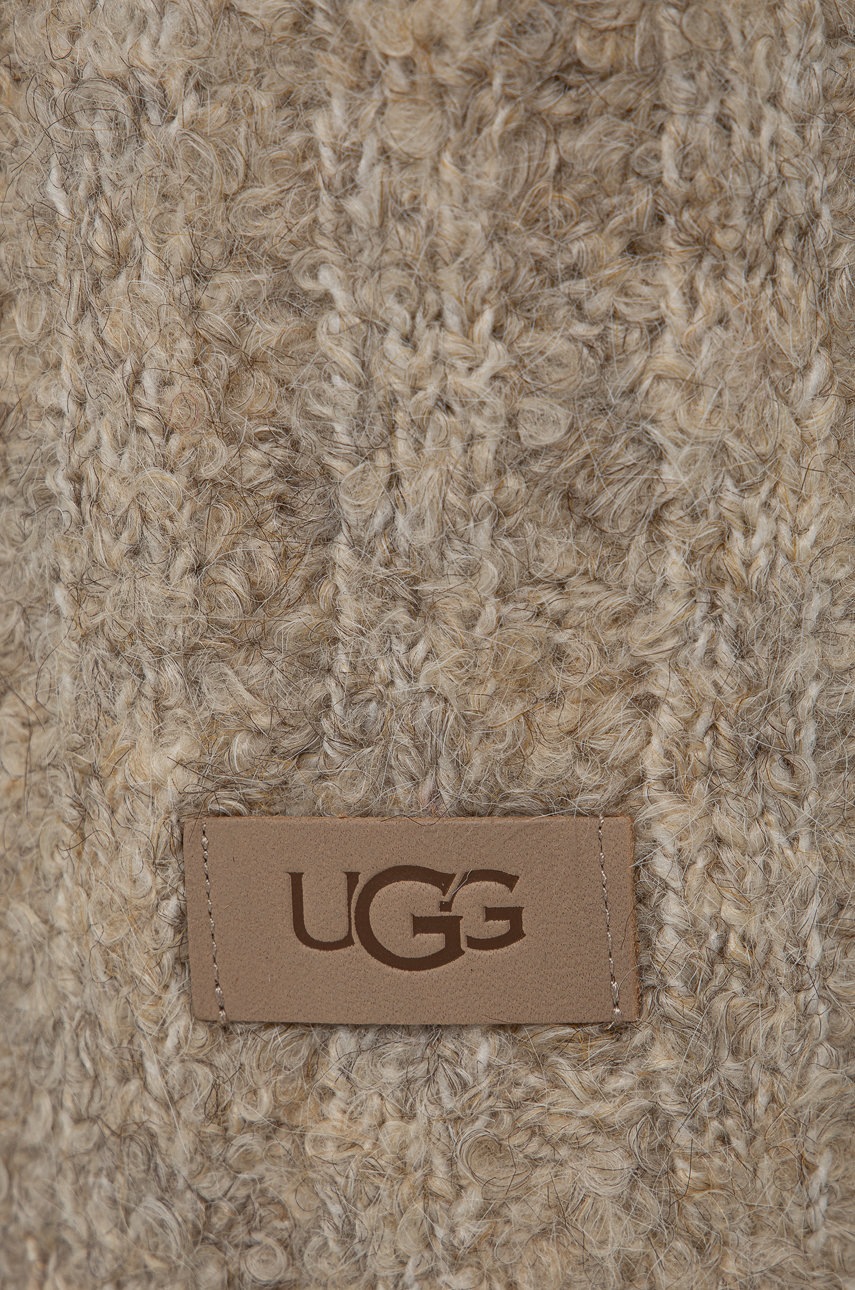 

Шарф з домішкою вовни UGG Boucle Ribbed Scarf колір бежевий гладкий
