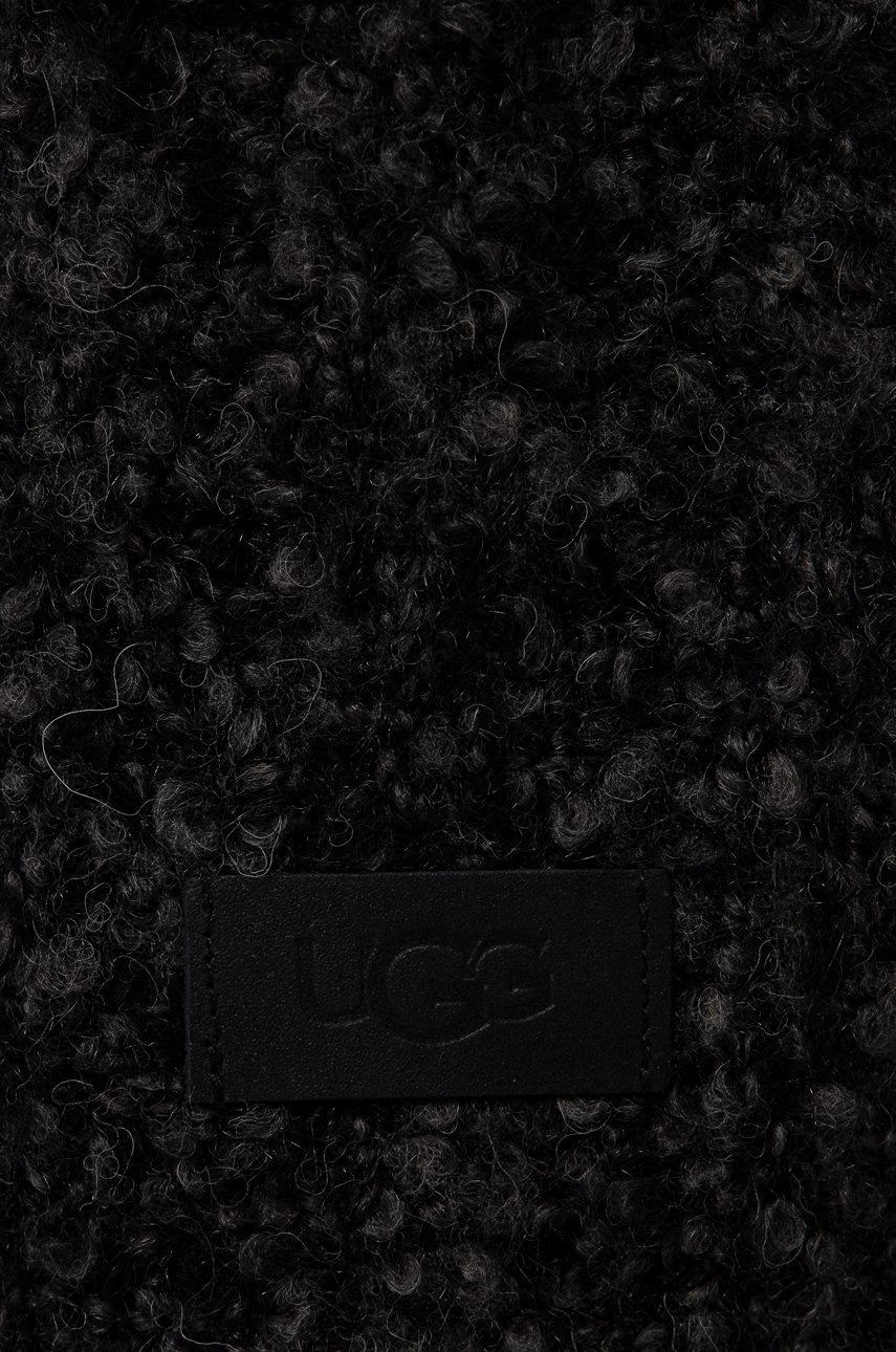 

Шарф с примесью шерсти UGG Boucle Ribbed Scarf цвет чёрный гладкий