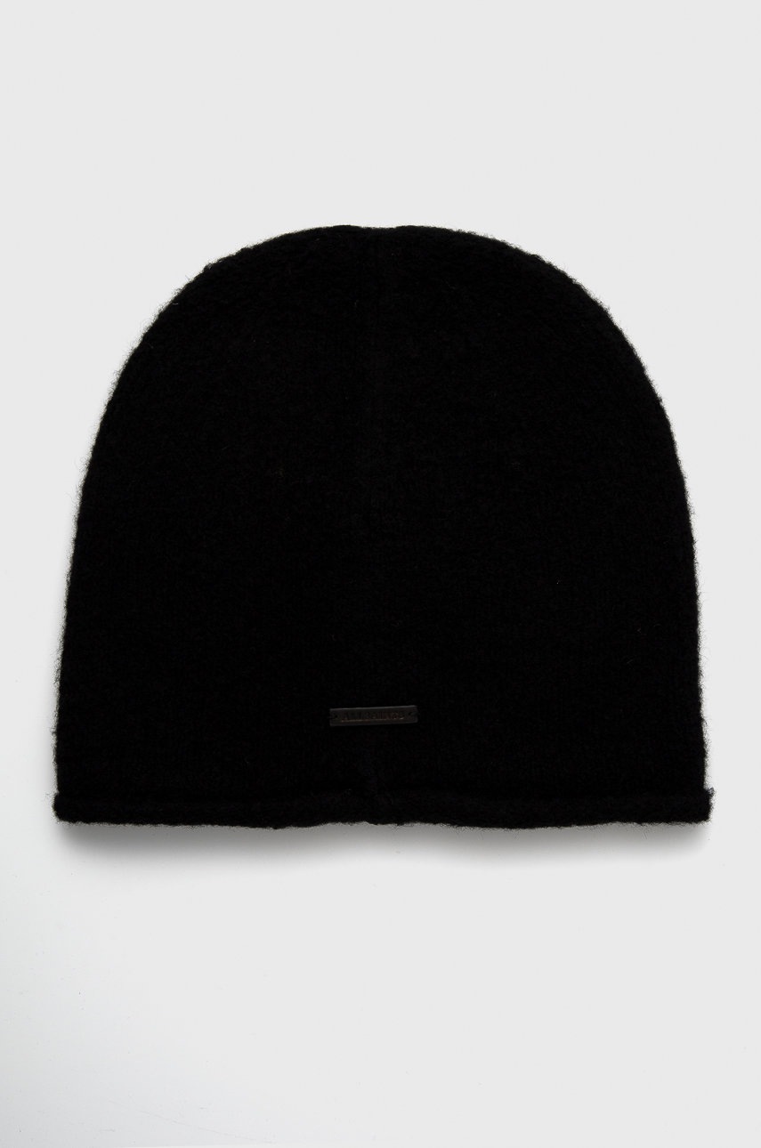 

Шапка с вълна AllSaints в черно с фина плетка, Черен