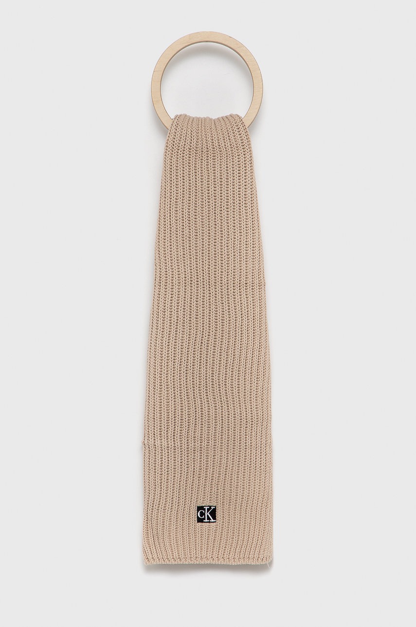 

Детски шал Calvin Klein Jeans в бежово с изчистен дизайн, Бежов
