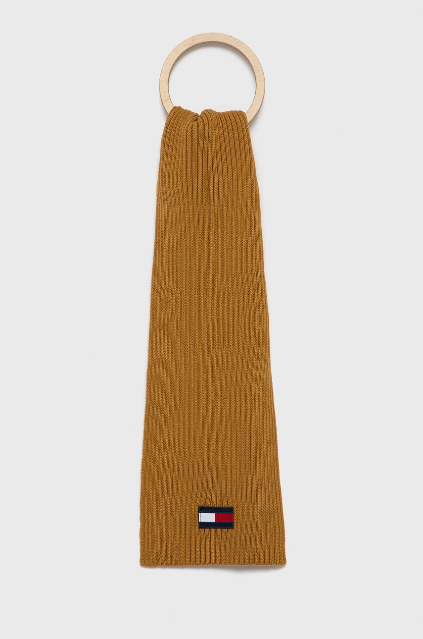

Шал с вълна Tommy Hilfiger в жълто с изчистен дизайн, Жълт