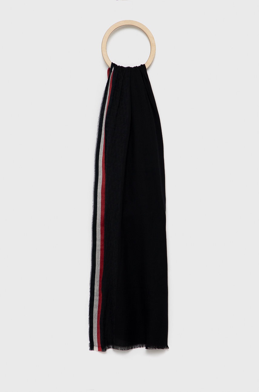 

Шал Tommy Hilfiger мъжки в черно с изчистен дизайн, Черен