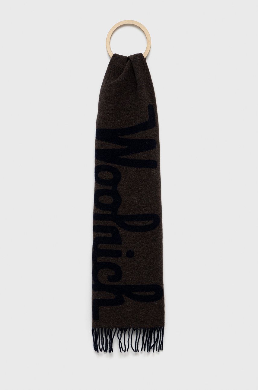 Woolrich Eșarfă de lână culoarea maro, modelator answear.ro imagine 2022 reducere