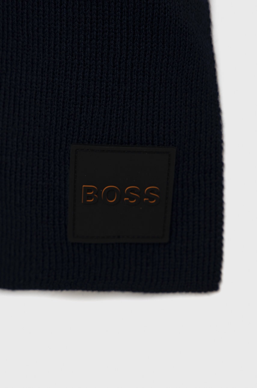 

Вовняний шарф Boss колір синій гладкий
